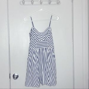 White w/ Navy Stripes POCKETS A-Line Dress